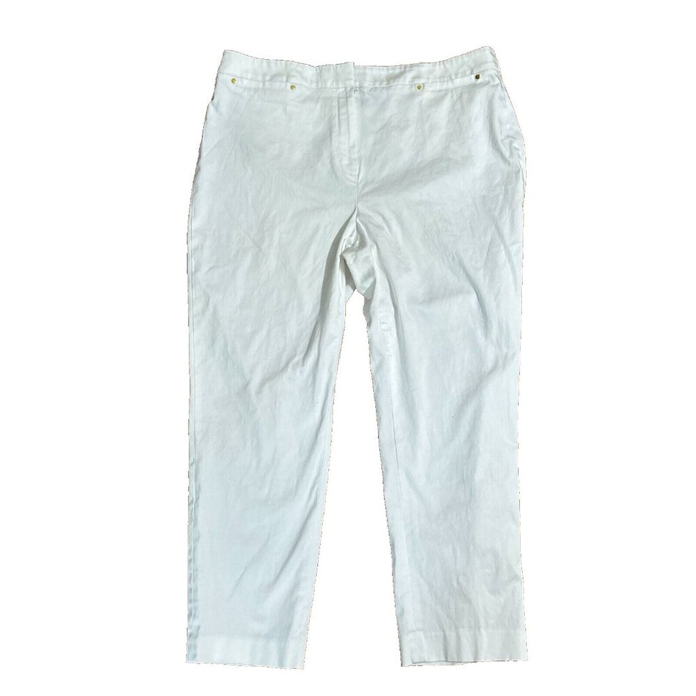 NWT Vtg Jones New York Capri Dress Pant White High Raise Cropped Petite 14